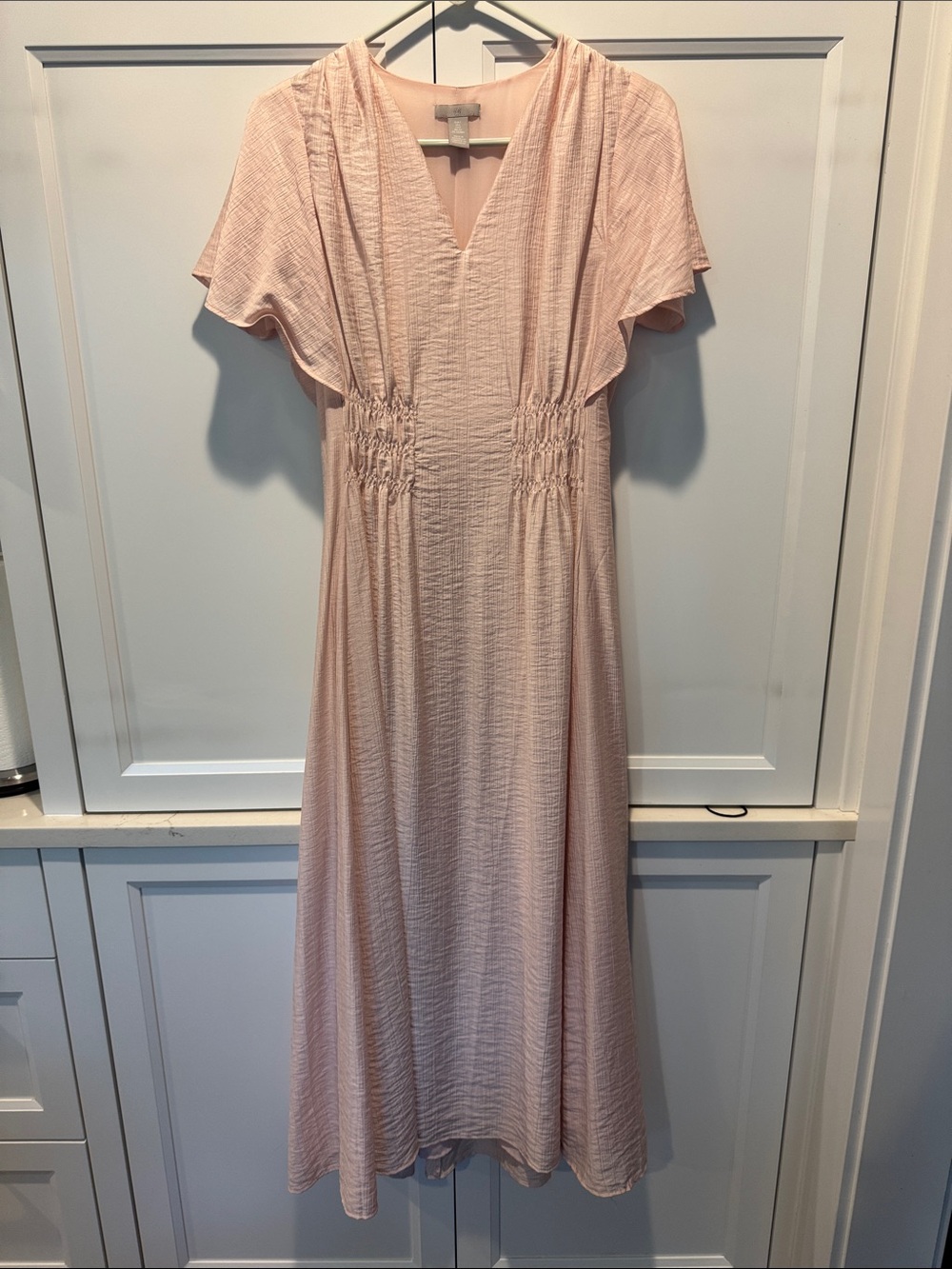 H&M Blush Pink Maxi Dress with Flutter Sleeves